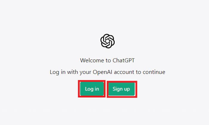 ChatGPT Sign up Log In