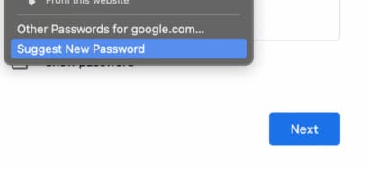Suggest new password