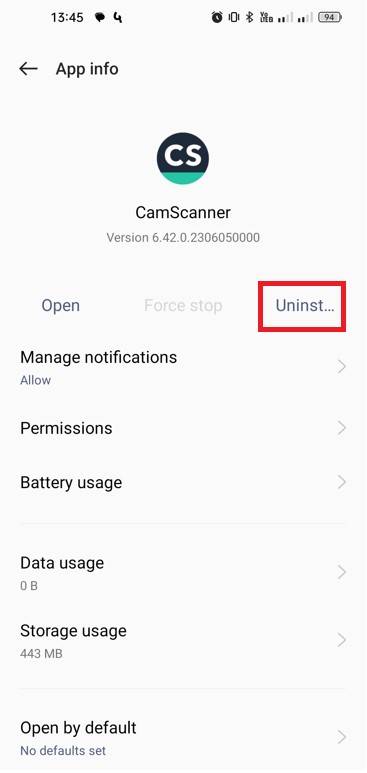 app info and uninstall
