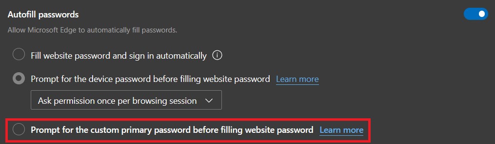 autofill passwords third option