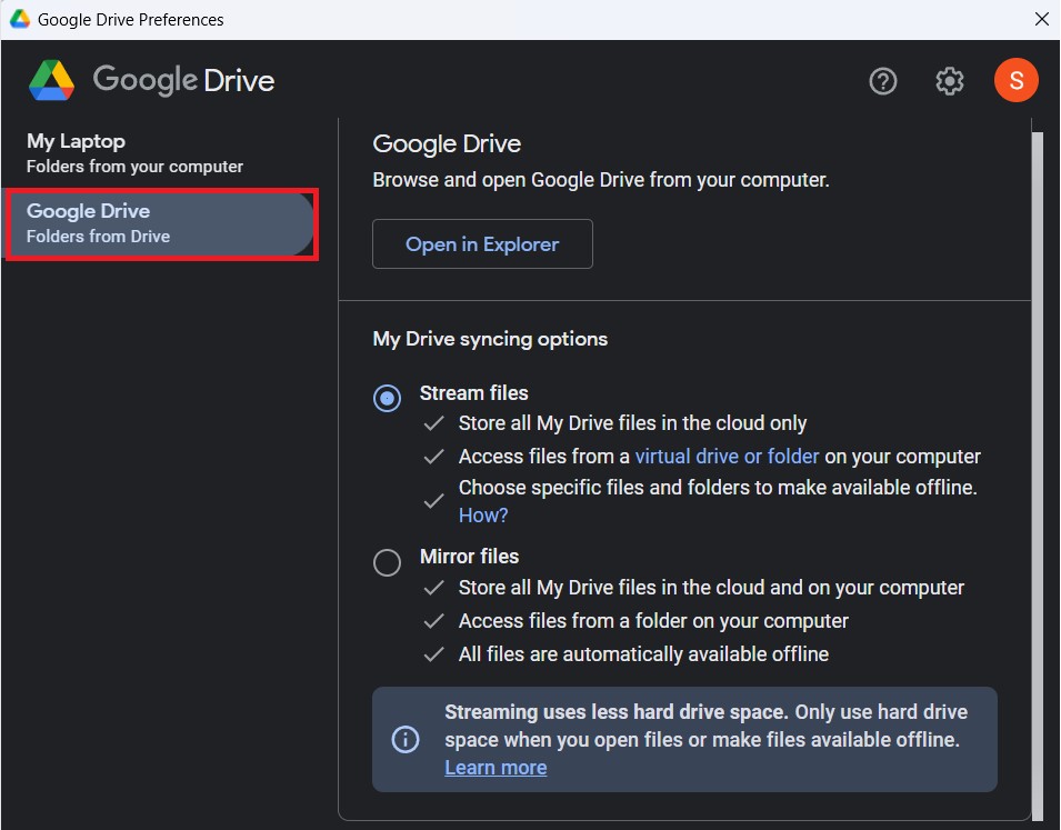 google drive preferences google drive