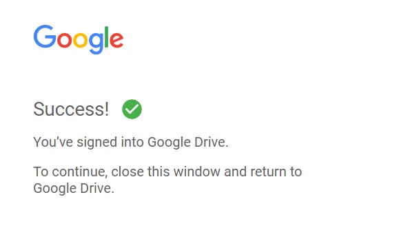 google drive sign in success