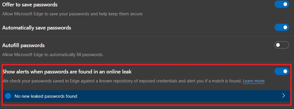 password leak alert