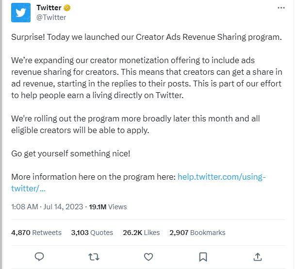 Twitter Announces Creator Ads Sharing Platform