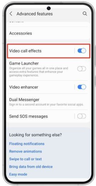 video call effects toggle